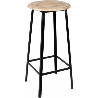 TRADEMARK LIVING barstol - svart järn och ljus träsits