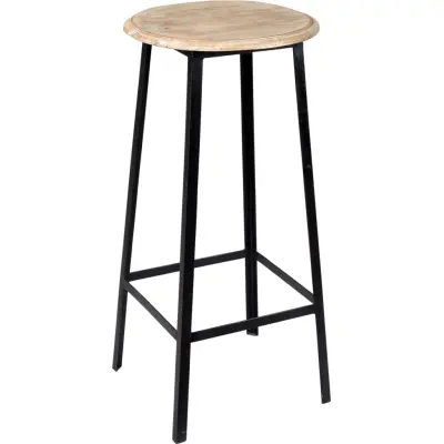 TRADEMARK LIVING barstol - svart järn och ljus träsits