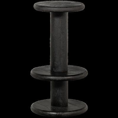 TRÄ Kolby barstol, m. fotstöd - svart mangoträ