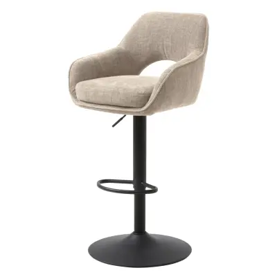 UNIKA MÖBLER Cowley barstol, med ryggstöd, armstöd och fotstöd - linnepolyester och svarta ben