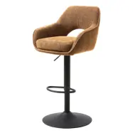 UNIKA MÖBLER Cowley barstol, med ryggstöd, armstöd och fotstöd - rostfri polyester och svarta ben