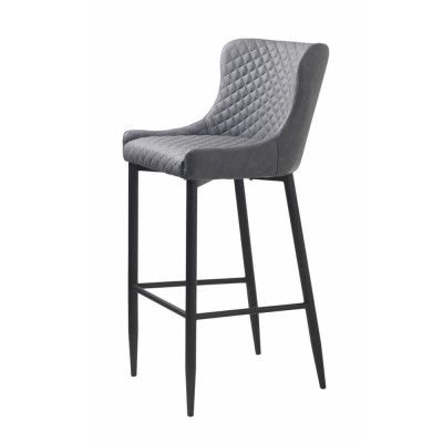 UNIQUE FURNITURE Ottowa Barstol, med Ryggstöd och Fotstöd - Grå PU och Svart Metall