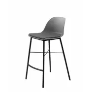 UNIQUE FURNITURE Whistler Barstol, med Ryggstöd och Fotstöd - Grå Polypropen och Svart Metall