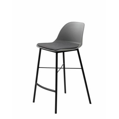 UNIQUE FURNITURE Whistler Barstol, med Ryggstöd och Fotstöd - Grå Polypropen och Svart Metall