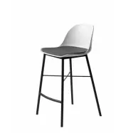 UNIQUE FURNITURE Whistler Barstol, med Ryggstöd och Fotstöd - Vit Polypropen och Svart Metall