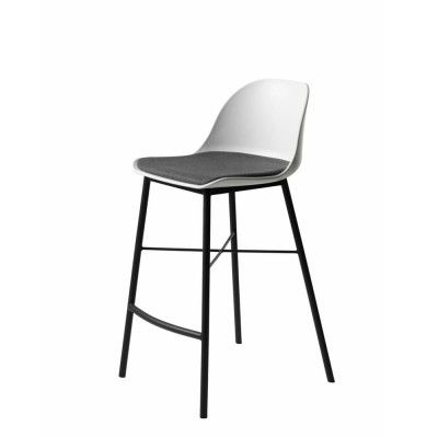 UNIQUE FURNITURE Whistler Barstol, med Ryggstöd och Fotstöd - Vit Polypropen och Svart Metall