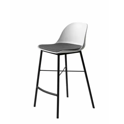 UNIQUE FURNITURE Whistler Barstol, med Ryggstöd och Fotstöd - Vit Polypropen och Svart Metall
