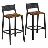 VASAGLE barstol, barstol, köksstol, köksstol, vardagsrum, matsal, industridesign, vintage brun/svart LBC070B01