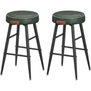 VASAGLE Echo Collection ULBC080C01 barstolar, set om 2, köksstolar, frukoststolar, sydd läderimitation, 24,8" hög, hemmabar, matsal, enkel montering, skogsgrön