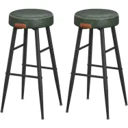 VASAGLE Echo Collection ULBC090C01 barstolar, set om 2, köksstolar, frukoststolar, sydd konstläder, 30" höga, för hem, bar, matsal, enkel montering, skogsgrön