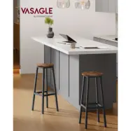 VASAGLE Set med 2 barstolar med metallram och fotstöd, enkel att montera Höjd 74 cm Kök Vardagsrum Matsal Rustik Brun Svart LBC132K01