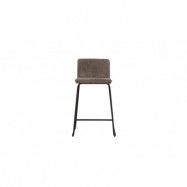 VENTURE DESIGN Bisbee barstol, med ryggstöd och fotstöd - mörkgrå mikrofiber och svart stål