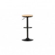 VENTURE DESIGN Conway barstol, justerbar i höjdled, med fotstöd - naturlig MDF och svart stål