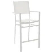 VENTURE DESIGN Copacabana Barstol för Trädgården, med Armstöd och Ryggstöd - Vita Textil och Alu