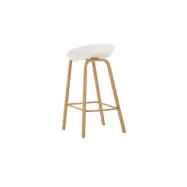 VENTURE DESIGN Decatur barstol, med ryggstöd och fotstöd - vit polypropen och naturstål