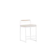 VENTURE DESIGN Opelika barstol, med ryggstöd och fotstöd - beige polyester sammet och vitt stål