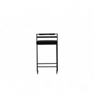 VENTURE DESIGN Opelika barstol, med ryggstöd och fotstöd - svart sammet och svart stål