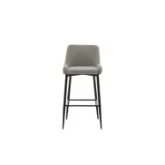 VENTURE DESIGN Plaza barstol, med ryggstöd och fotstöd - beige polyester linne och svart stål