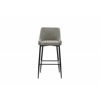 VENTURE DESIGN Plaza barstol, med ryggstöd och fotstöd - beige polyester linne och svart stål