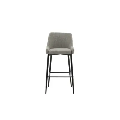 VENTURE DESIGN Plaza barstol, med ryggstöd och fotstöd - beige polyester linne och svart stål