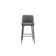 VENTURE DESIGN Plaza barstol, med ryggstöd och fotstöd - grå mikrofiber/polyester linne och svart stål