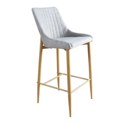 VENTURE DESIGN Plaza barstol, med ryggstöd och fotstöd - ljusgrå polyester och naturmetall