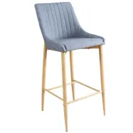 VENTURE DESIGN Plaza barstol, med ryggst&ouml;d och fotst&ouml;d - m&ouml;rkgr&aring; polyester och naturmetall