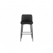 VENTURE DESIGN Plaza barstol, med ryggstöd och fotstöd - svart PU/polyester och svart stål