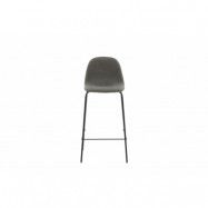 VENTURE DESIGN Polar barstol, med ryggstöd och fotstöd - grå mikrofiber/polyester linne och svart stål