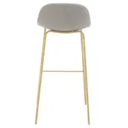 VENTURE DESIGN Polar barstol, med ryggstöd och fotstöd - ljusgrå polyester och ekfoliemetall