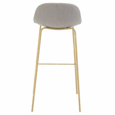 VENTURE DESIGN Polar barstol, med ryggstöd och fotstöd - ljusgrå polyester och ekfoliemetall