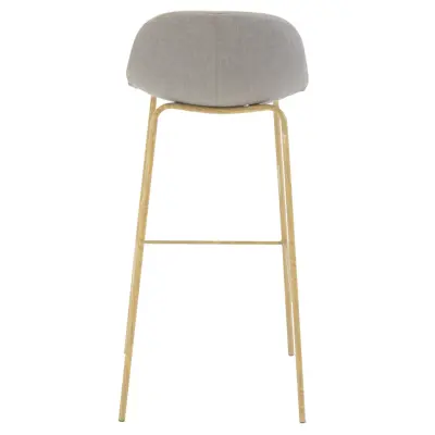 VENTURE DESIGN Polar barstol, med ryggstöd och fotstöd - ljusgrå polyester och ekfoliemetall