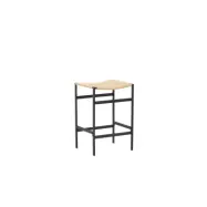 VENTURE DESIGN Polly barstol, m. fotstöd - naturligt rotting/gummiträ och svart stål
