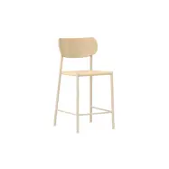 VENTURE DESIGN Polly barstol, w. ryggstöd och fotstöd - naturlina och vitkalkat stål med träeffekt