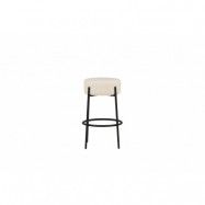 VENTURE DESIGN Tucson barstol, med fotstöd - vitt bouclétyg och svart stål