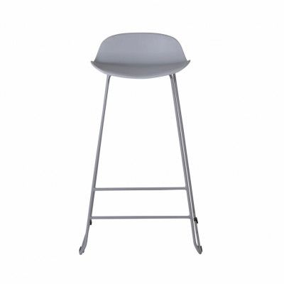 VENTURE DESIGN Wave barstol, med ryggstöd och fotstöd - grå plast och grå metall