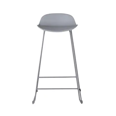 VENTURE DESIGN Wave barstol, med ryggstöd och fotstöd - grå plast och grå metall