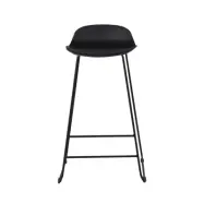 VENTURE DESIGN Wave barstol, med ryggstöd och fotstöd - svart plast och svart metall