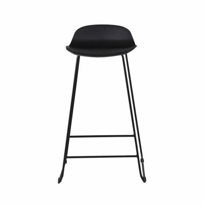 VENTURE DESIGN Wave barstol, med ryggstöd och fotstöd - svart plast och svart metall