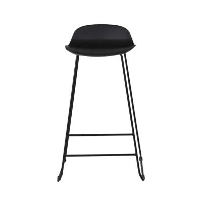 VENTURE DESIGN Wave barstol, med ryggstöd och fotstöd - svart plast och svart metall