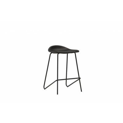 VIND COLLECTION Grebbestad barstol, med fotstöd - svart PU och svart stål