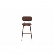 VIND COLLECTION Skaftö barstol, med ryggstöd och fotstöd - brunt PU och brunt stål