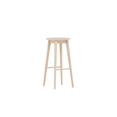 VIND KOLLEKTION Mollösand barstol, m. fotstöd - vitkalkat gummiträ