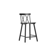 VINNSAMLING Mollöström barstol, m. ryggstöd och fotstöd - svart gummiträ