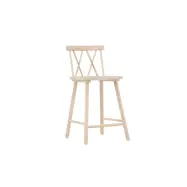 VINNSAMLING Mollöström barstol, m. rygg och fotstöd - vitkalkat gummiträ