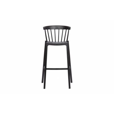 WOOOD Bliss barstol för inne och ute, med ryggstöd och fotstöd - svart polypropen