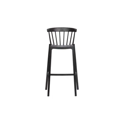 WOOOD Bliss barstol för inne och ute, med ryggstöd och fotstöd - svart polypropen