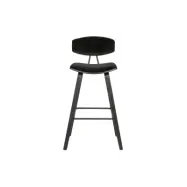 WOOOD EXCLUSIVE Senn barstol, med ryggstöd och fotstöd - svart sammetspolyester och svart plywood