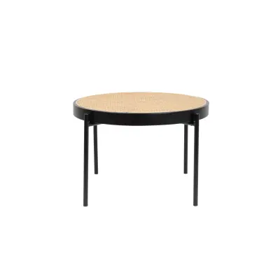 ZUIVER Spike soffbord, runt - naturrotting och svart bok/stål (Ø60)