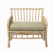 BLOOMINGVILLE Sole lounge stol - naturligt polyester / bambu trä, med armstöd, inkl. hynde